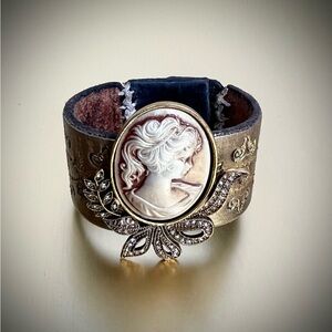 ROZY ALIZE COUTURE 🌹| Up-Cycled Painted Leather Hemp Hybridized Cuff Bracelet